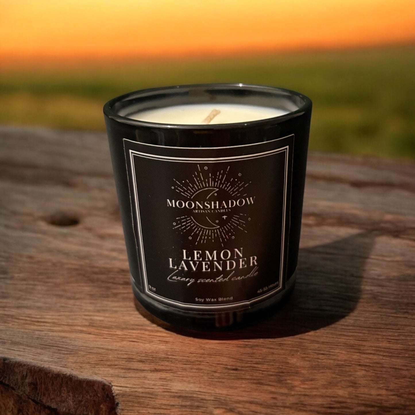 Luxury Lemon Lavender Scented Candle in a Sleek Glossy Black Tumbler Jar - 7 Ounces Soy Wax Blend with Cotton Wick