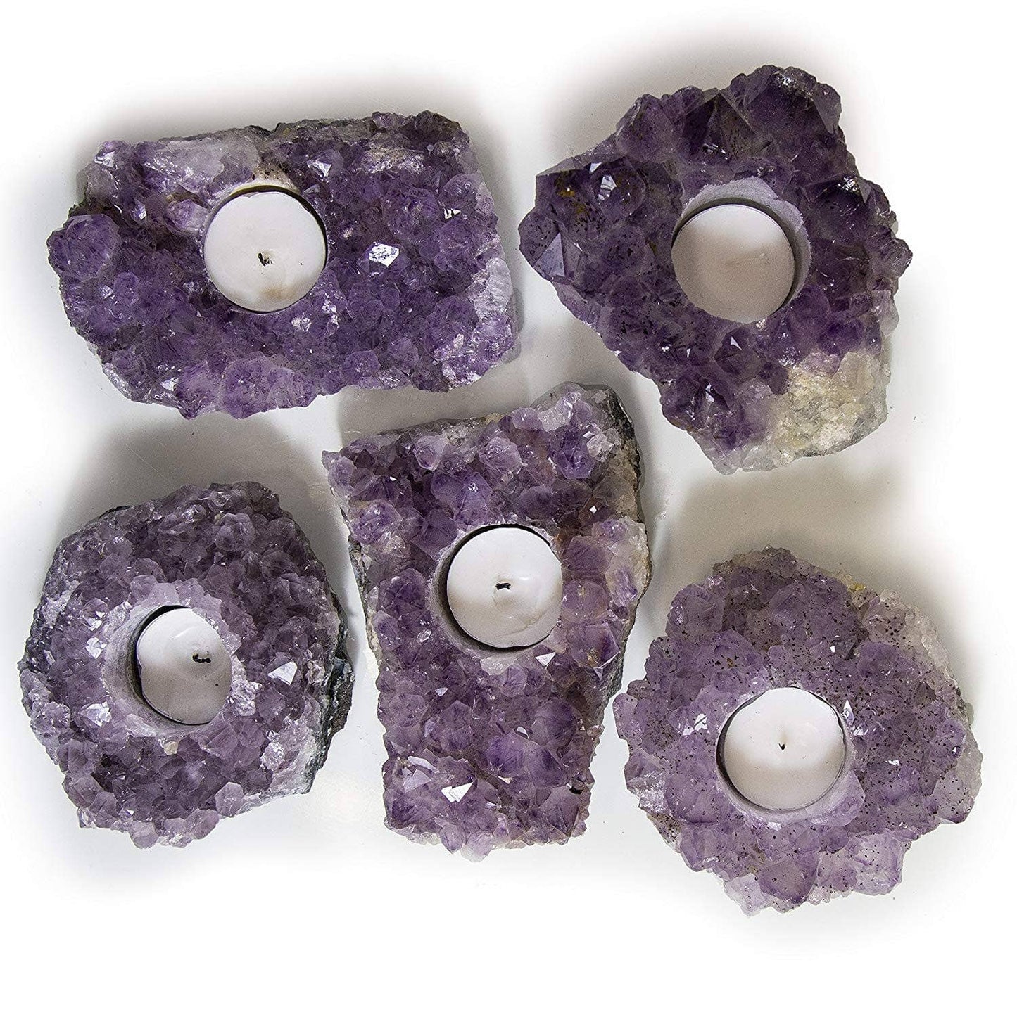 Enchanting Luxurious Amethyst Geode Crystal Candle Holder for Mesmerizing Home Decor